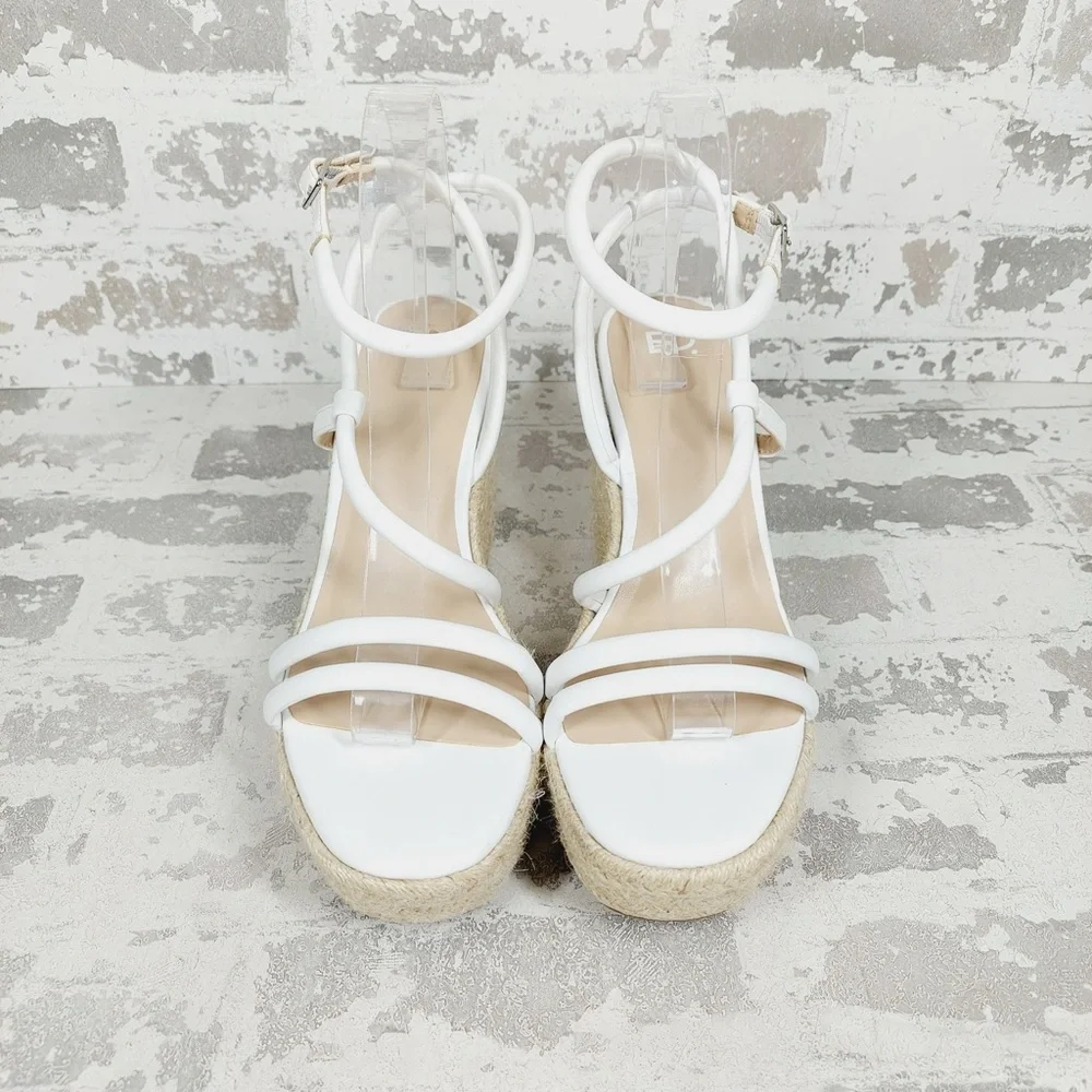 NEW BP White Cohan Espadrille Wedge Strappy Sandals W633 - Picture 7 of 11